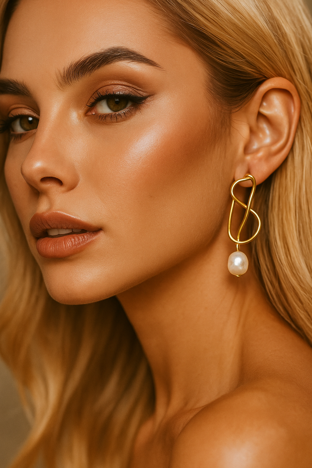 Brinco Pérola Infinity Femenino Dourado