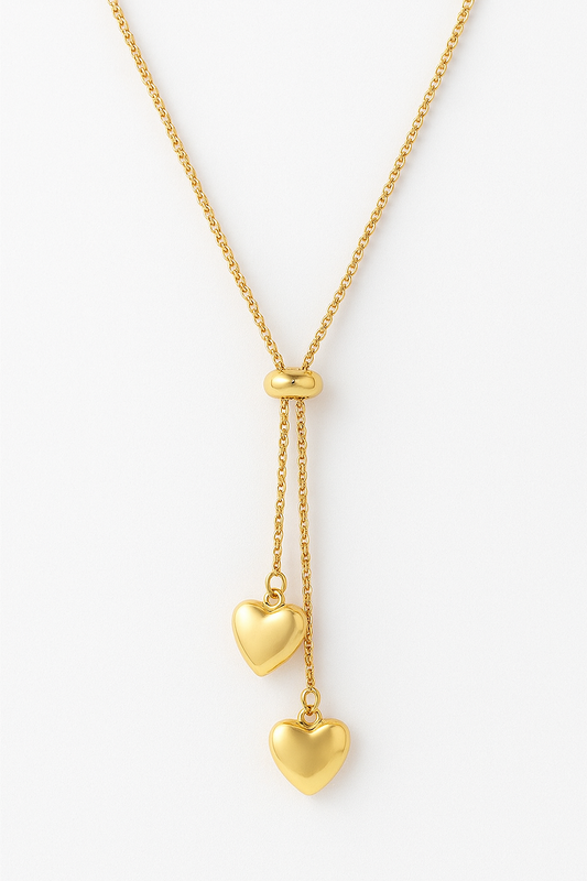 Conjunto  Coração do Amor Dourado Feminino 3 Peças Brinco Pulseira Colar