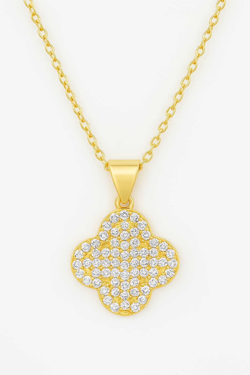 Colar Trevo Elegante em Dourado com Zircônia