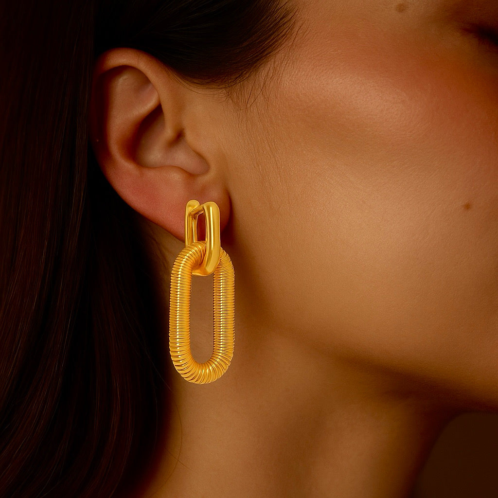 Brinco Orbe Anteporal Moderno Dourado Feminino