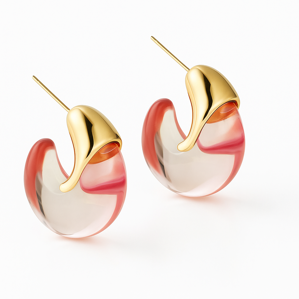 Brinco Glow Dourado Transparente Plástico feminino