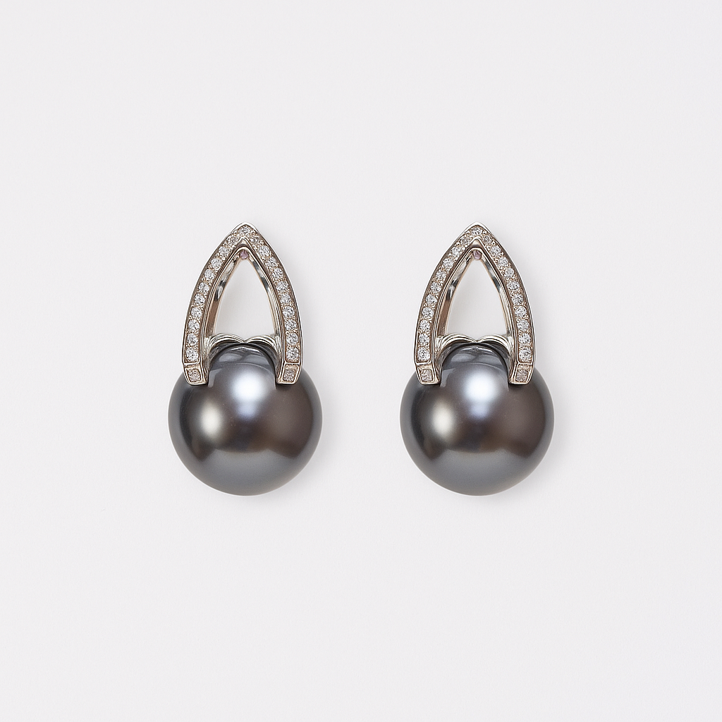 Brinco onix Prateado Feminino