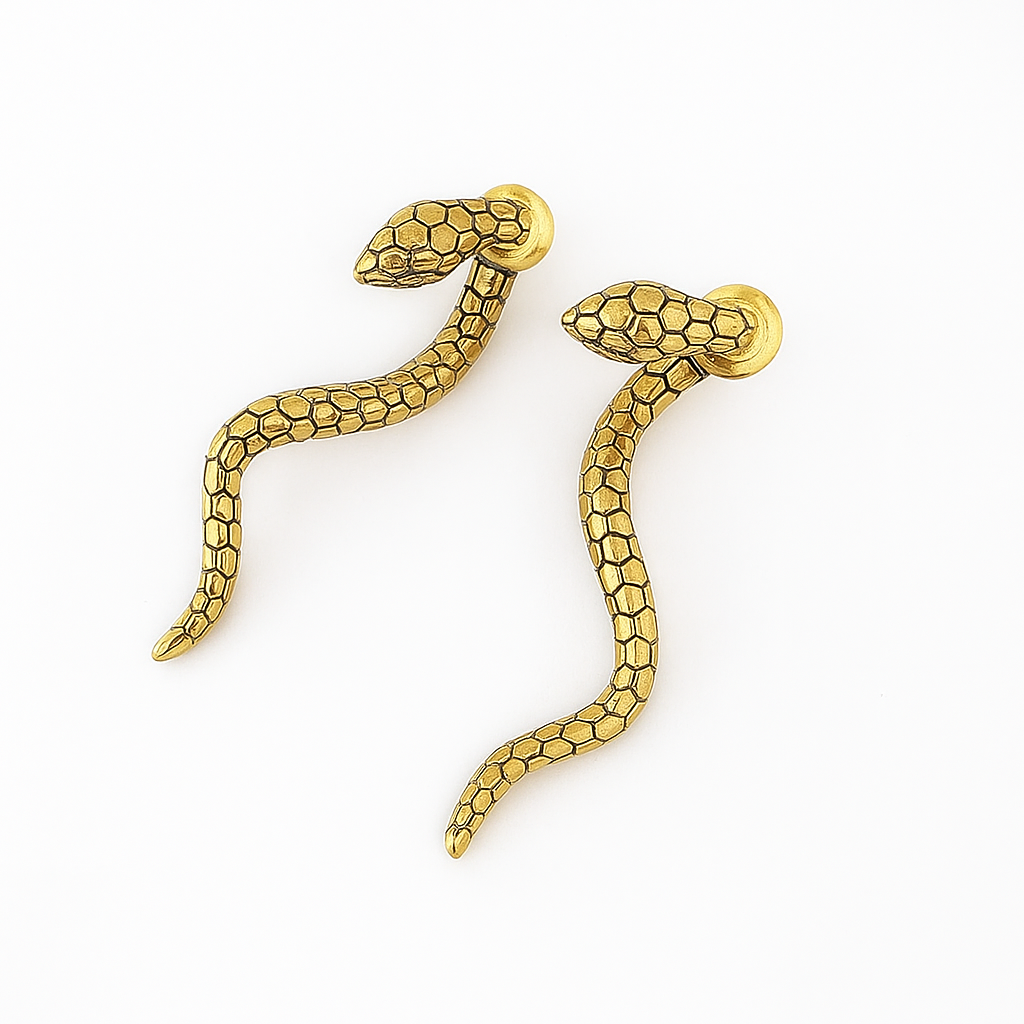 Brinco Serpente Dourado Feminino