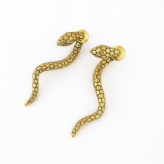 Brinco Serpente Dourado Feminino